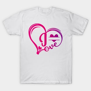 letter i monogram in the shape of love T-Shirt